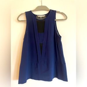 Trina Turk Navy and black silk tank, size S